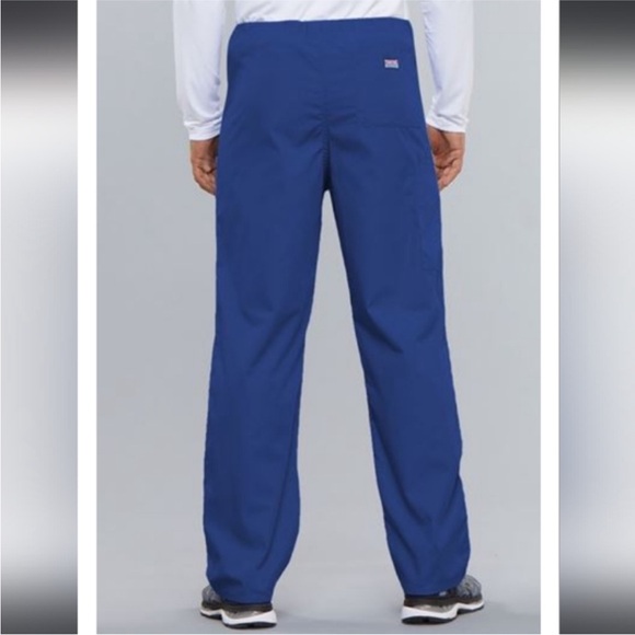 Core Stretch by Cherokee Workwear Unisex Drawstring Cargo Scrub Pant royal blue - Picture 2 of 2